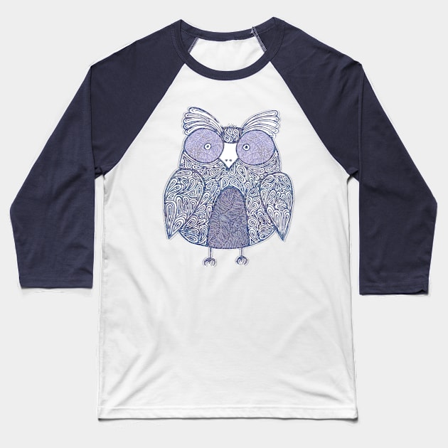 Cool Ink Paisley Doodle Owl Baseball T-Shirt by katmargoli